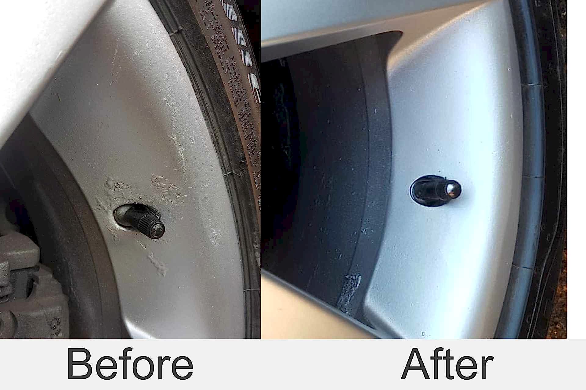 Before after alloy wheel refurb photo